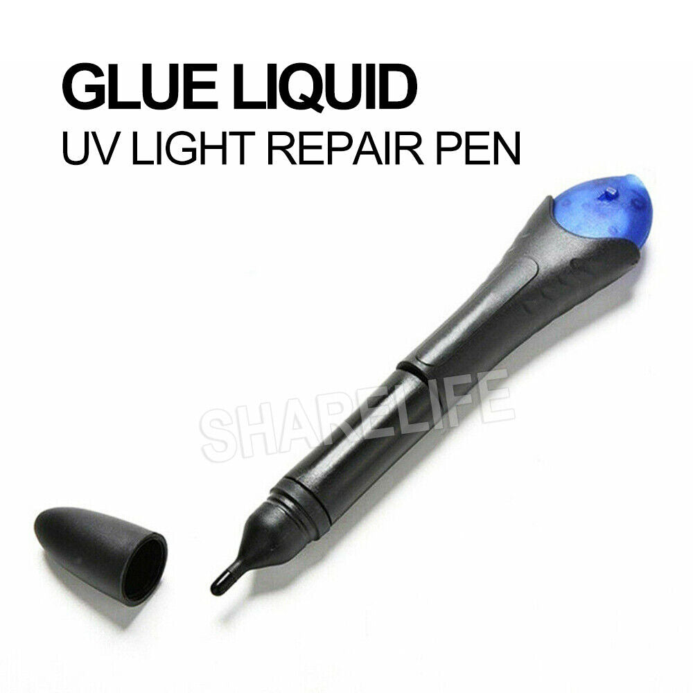 2x Quick 5 Second Fix UV Light Liquid Glass Welding Compound Glue Repair Pen