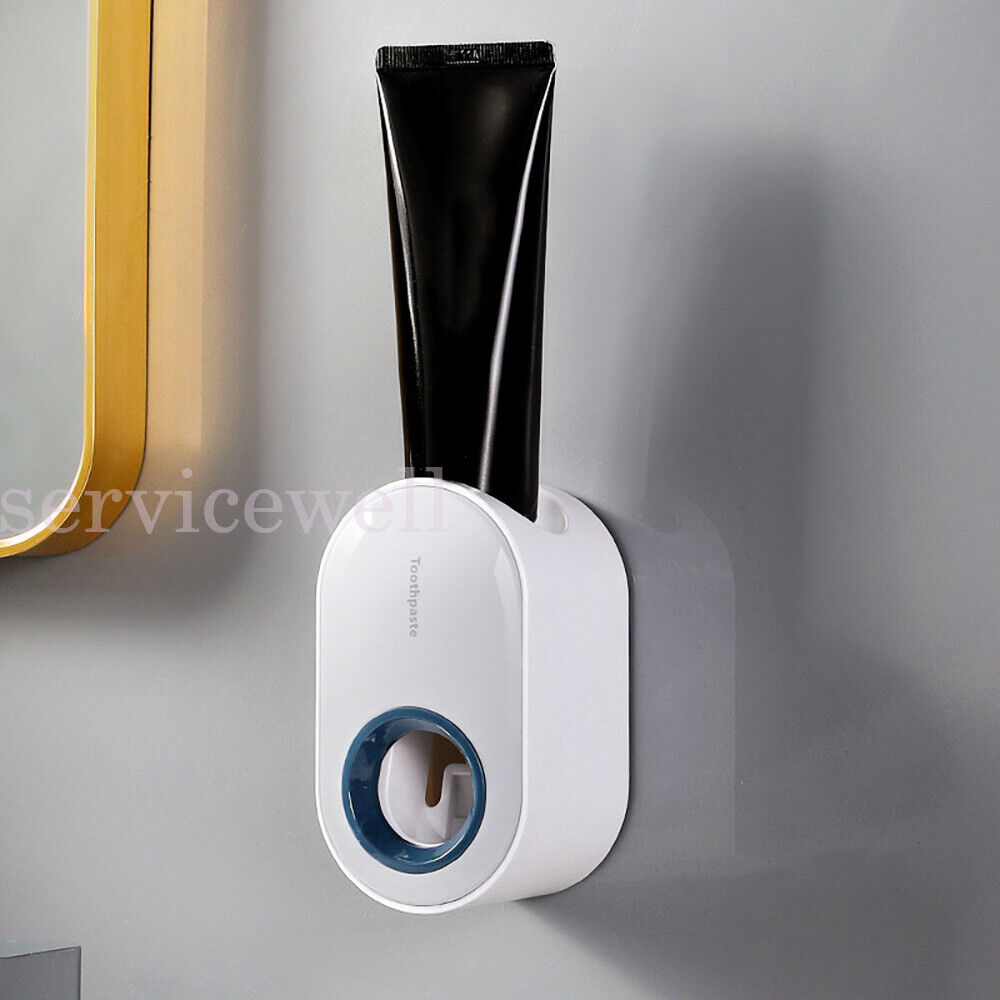 NEW Automatic Toothpaste Dispenser Wall-mounted Rack Toothbrush Holder Bathroom