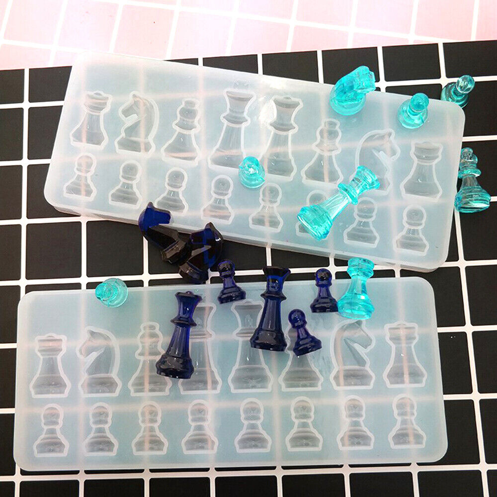 International Chess Checkers Silicone Mould Resin Epoxy Casting DIY Mold Tool