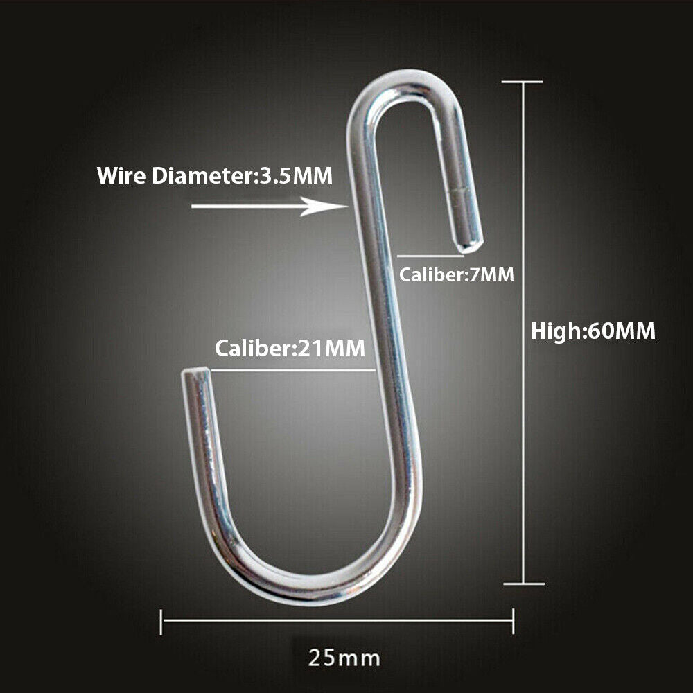 4x S-shaped Stainless Steel Hanging Hooks Kitchen Bathroom Hangers Holder