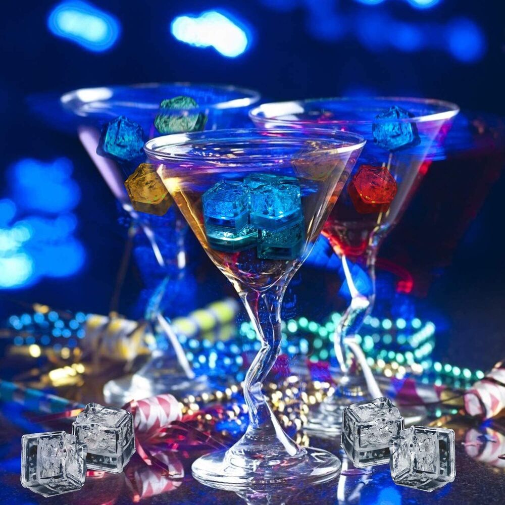 MultiColor Waterproof LED Light up Ice Cubes Flashing Glow in The Dark Party Bar