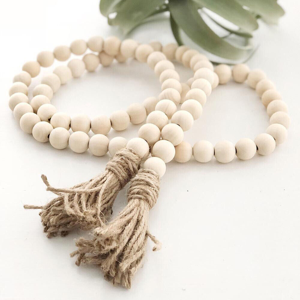 Tassel Farmhouse Beads Natural Wooden Bead Garland Kids Baby Nursery Room Decor