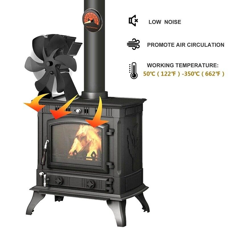 2x Fireplace Stove Fan Wood Heater Fan Thermal Self-Powered Ecofan Top Burner