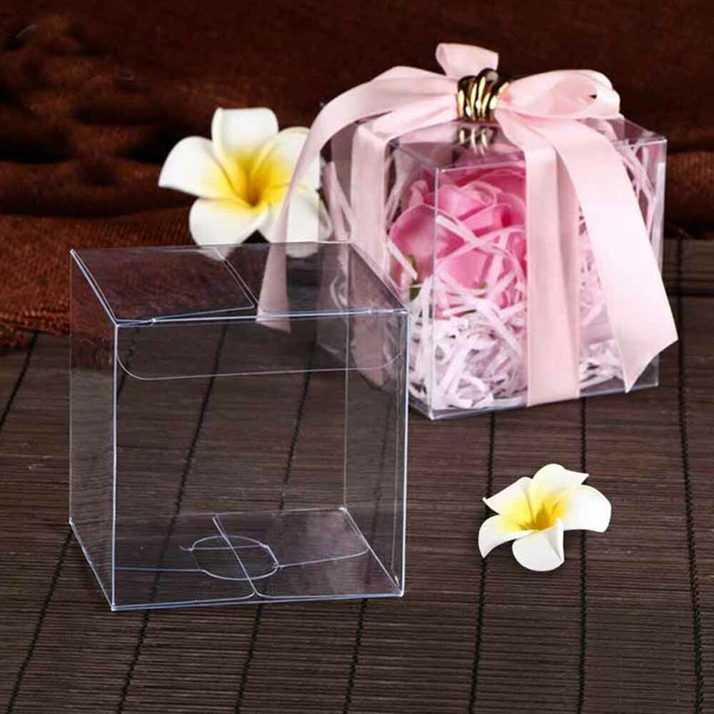 Up To 50X Clear Macaron Square Boxes Bomboniere Wedding Favour Baby 5x5x5 cm