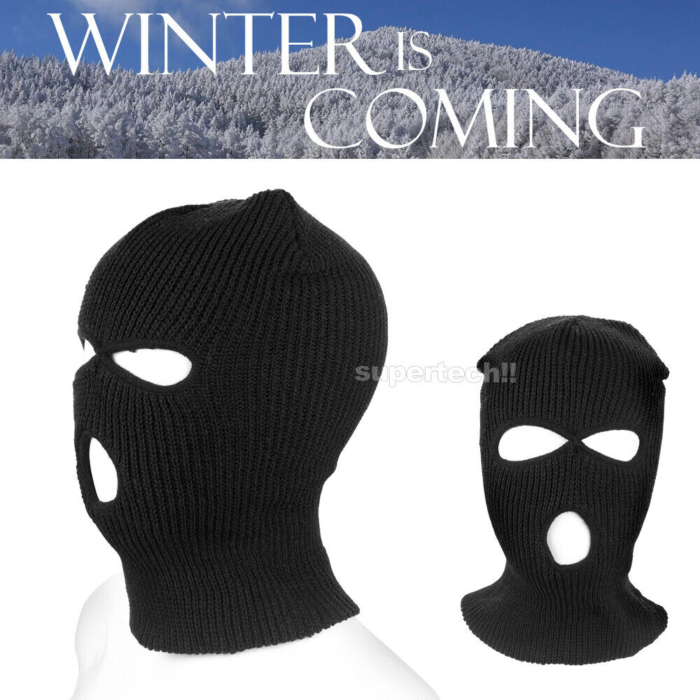 3 Holes Black Balaclava Ski Mask SAS Style Windproof Mask Neck Warmer Beanie Cap