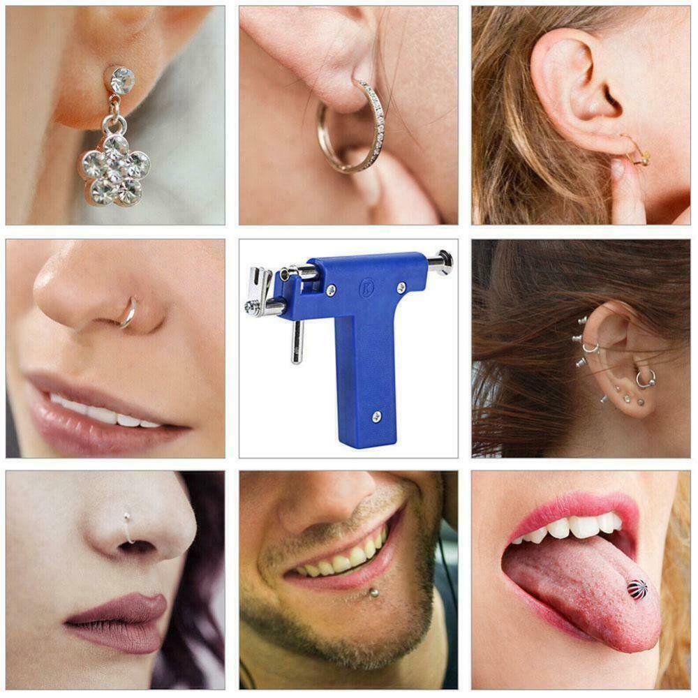 Professional Ear Piercing Gun Body Nose Navel Tool Kit Jewelry with 98 Studs DIY