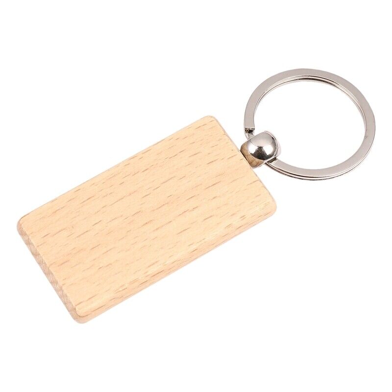 10pcs Blank Rectangle Wooden Key Chain DIY Wood Keyrings Key Tags Friends Gifts