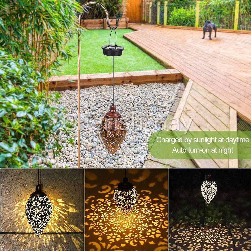 Solar Powered LED Morrocan Lantern Lights Hanging Lamp Garden Outdoor Landscape