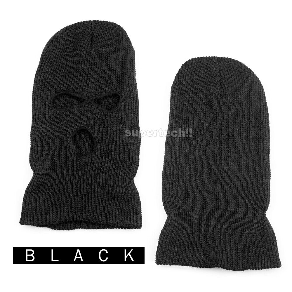 3 Holes Black Balaclava Ski Mask SAS Style Windproof Mask Neck Warmer Beanie Cap