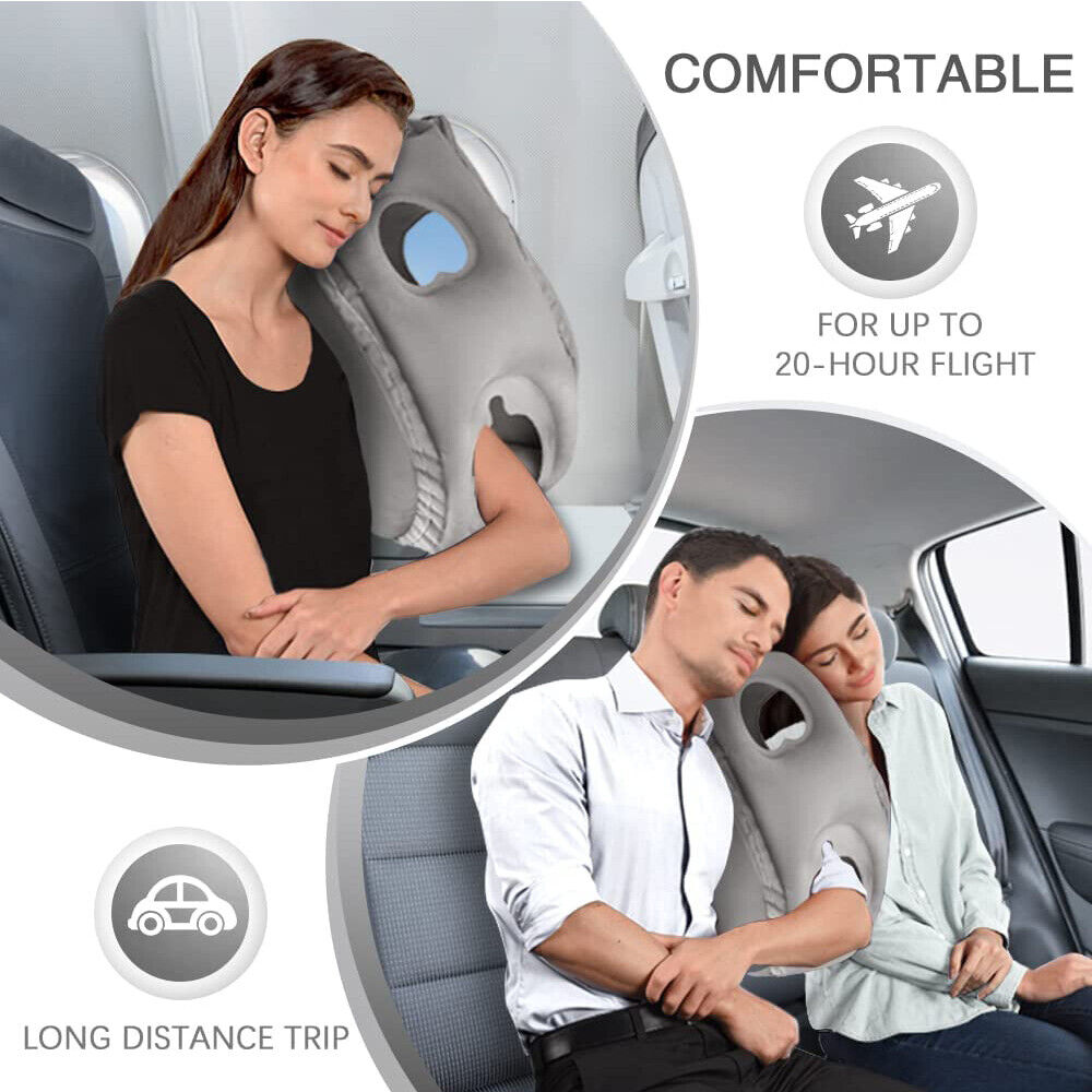 2X Portable Inflatable Travel Pillow for Car Office Avoid Neck Shoulder Pain