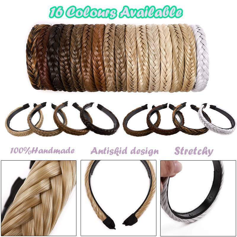 Women Braided Synthetic Plait Plaited Elastic Hair Accessories Band Headband