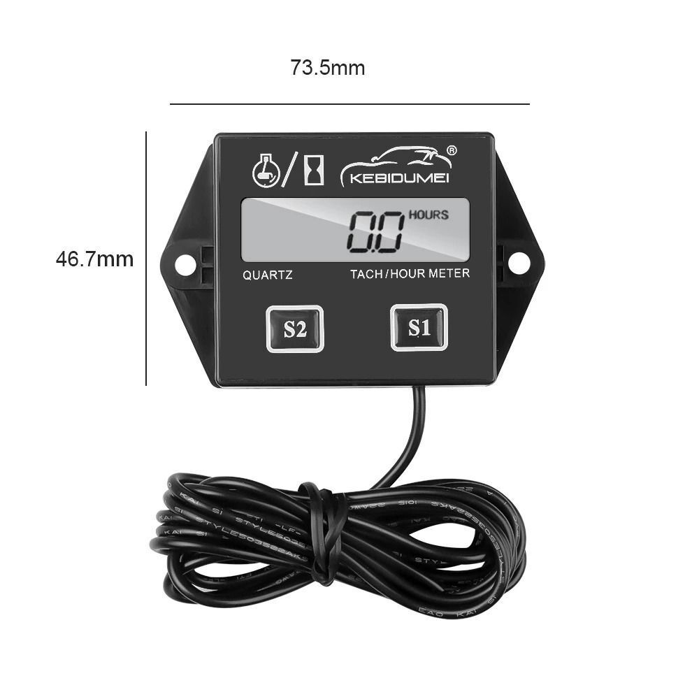 Waterproof Engine Tach Hour Meter Tachometer Gauge Engine RPM Meter Digital