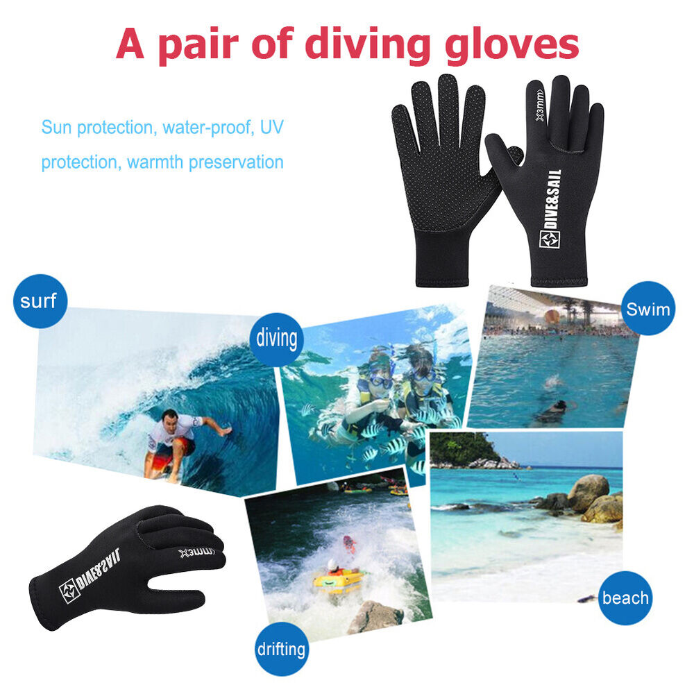 3mm Neoprene Gloves UV Protection Surfing Gloves for Diving Snorkeling Surfing