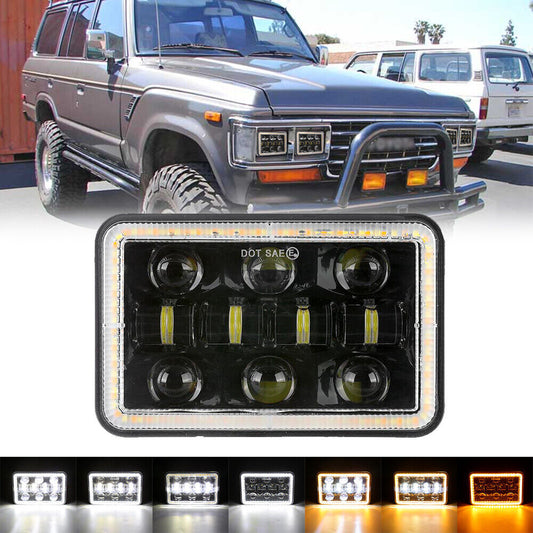 4x6" INCH LED Headlight Hi-Lo Turn Signal For Toyota Landcruiser 61 62 80 Series