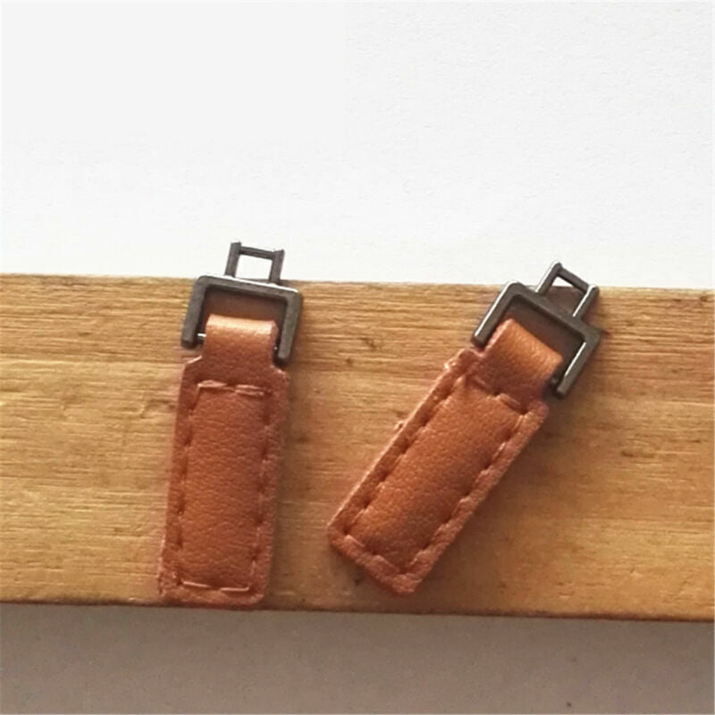 10Pcs PU Leather Zipper Tags Fixer Pull Tab Replacement DIY Wallet Purse Bags