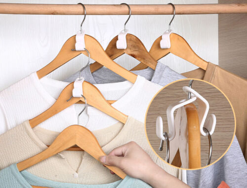 50x Wardrobe Stacks Clothes Hanger Hooks Space Saver Coat Hook Closet Hanger