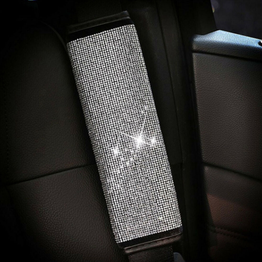 Universal Sparkle Bling White Rhinestone Diamond Car Cover Interior Accessories