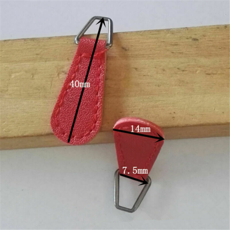 10Pcs PU Leather Zipper Tags Fixer Pull Tab Replacement DIY Wallet Purse Bags