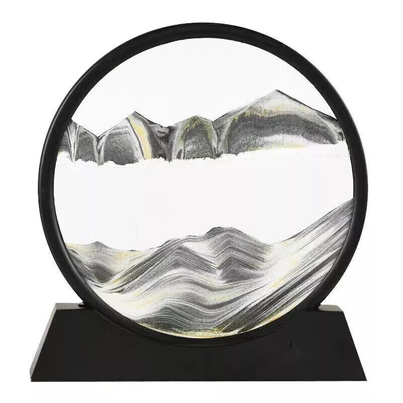 Moving Sand Art Picture Round Glass 3D Deep Quicksand Sea Sandscape Painting