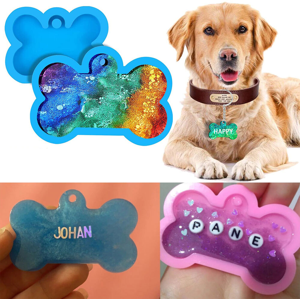 Silicone Bone Shape Resin Mold Dog Tag Keychain Resin Casting Mould DIY Craft