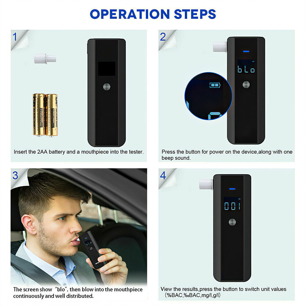 Portable Digital Alcohol Breathalyser Personal Breath Breathtester LCD Tester