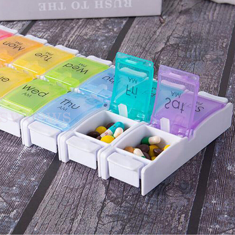 Pill Box 7 Day Weekly Tablet Organizer Storage Medicine Dispenser Container Case