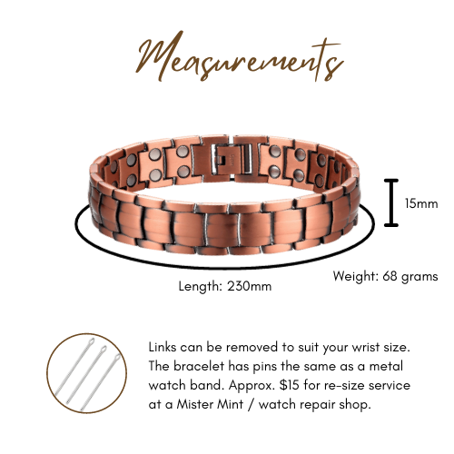 Pure Copper Magnetic Therapy Bracelet Double Strong Arthritis Pain Relief Men