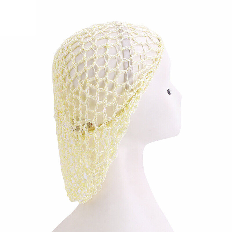 Womens Mesh Hair Net Crochet Cap Solid Hairnet Snood Sleeping Turban Hat Vintage