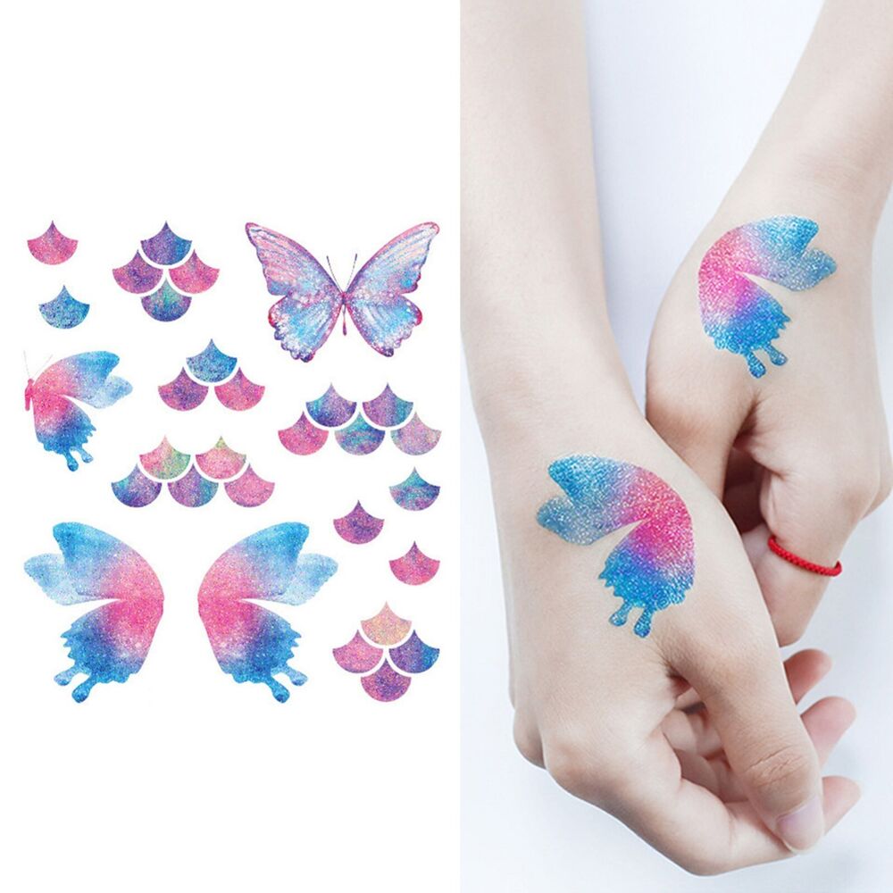 2x Glitter Butterfly Tattoo Gems Jewels Waterproof Face Body Art Stickers Party