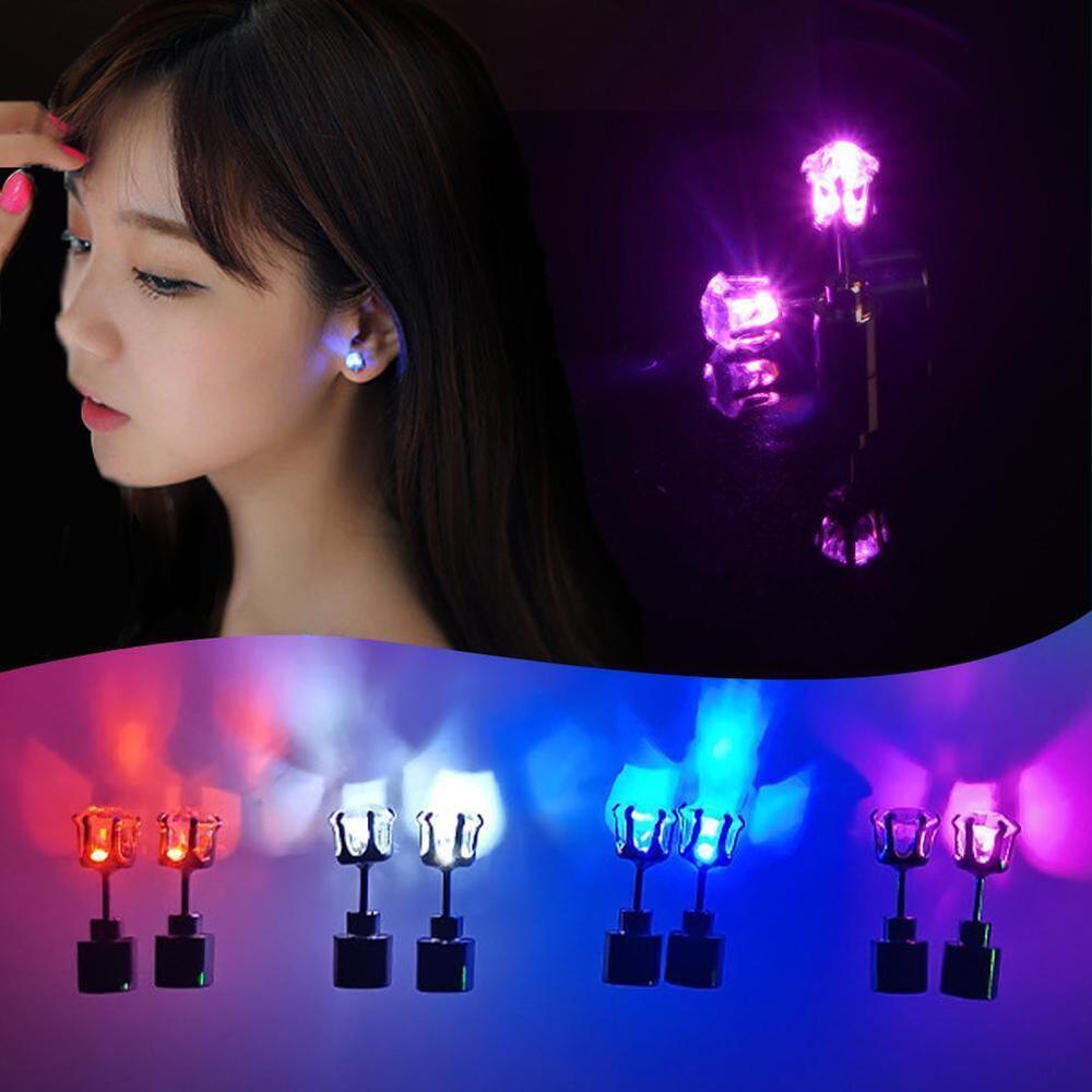 LED Earrings Glowing Light UpDiamond Crown Ear Drop Stud Pendant For Party U8R0