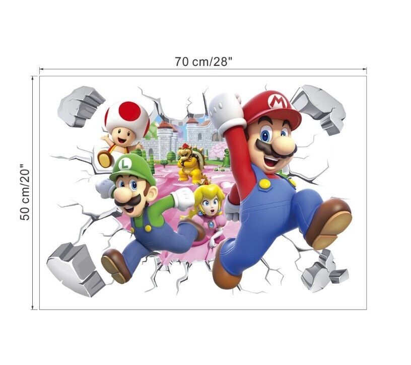 3D Wall Stickers Removable Super Mario Bros Game Kids Broken Wall Bedroom Decor