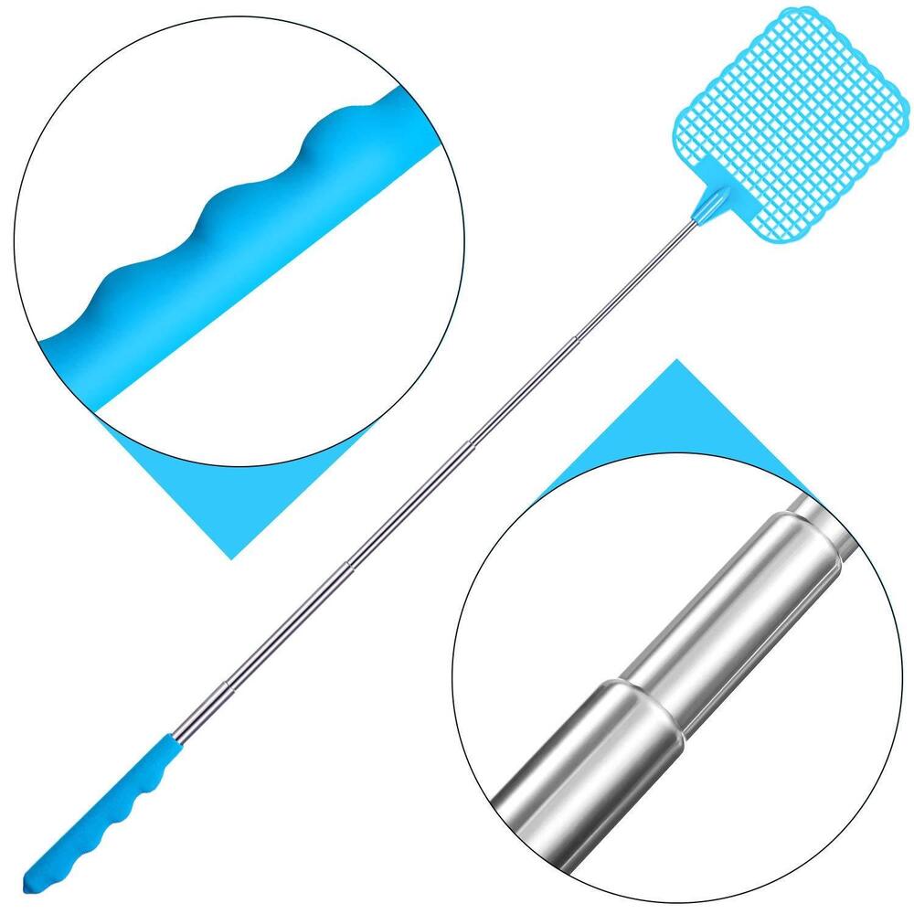 2x Telescopic Fly swatter Bug Extendable Home Office Pest Control Flyswatter