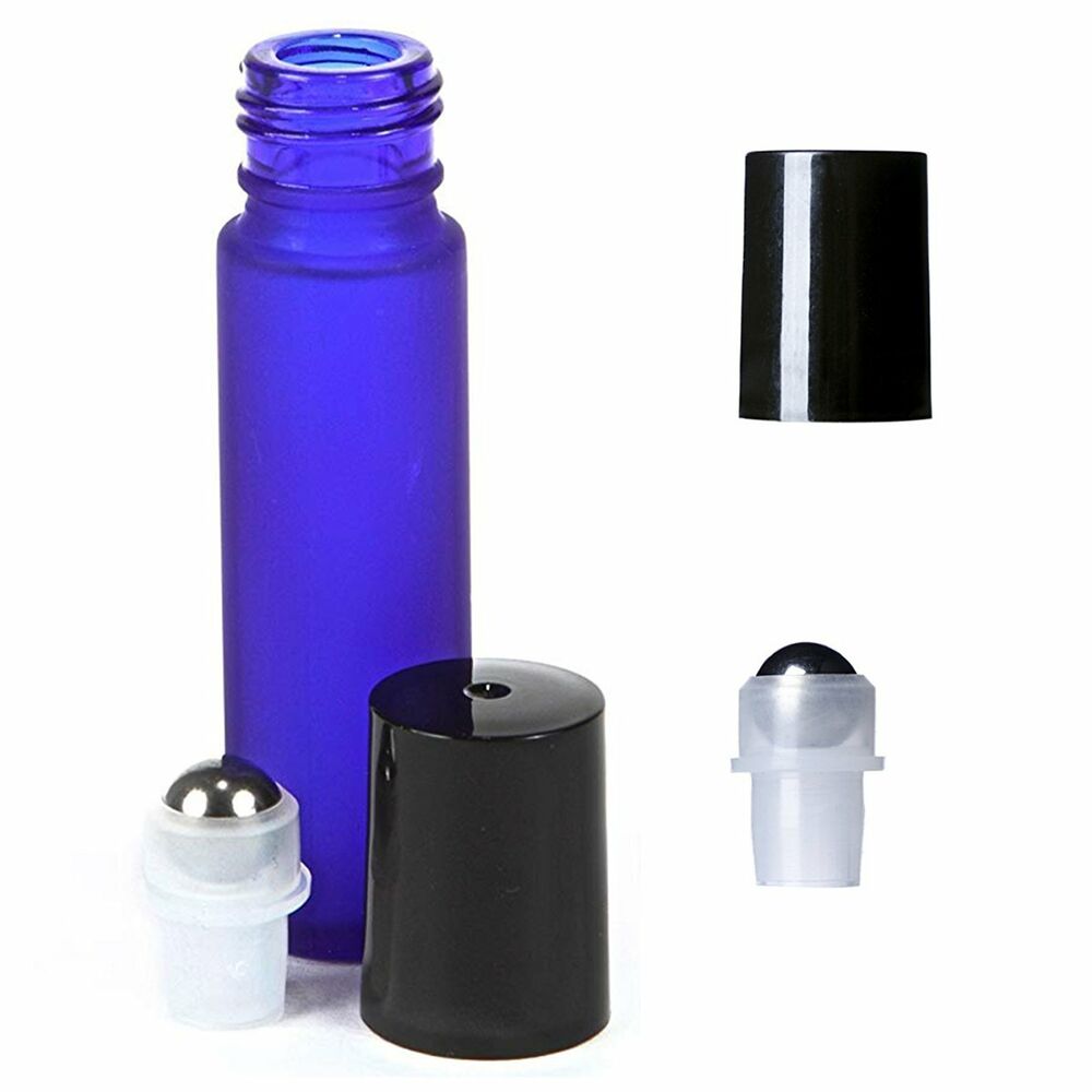 50X Roller Bottles Blue THICK Glass Steel Roll On Ball For Essential Oils 10ml