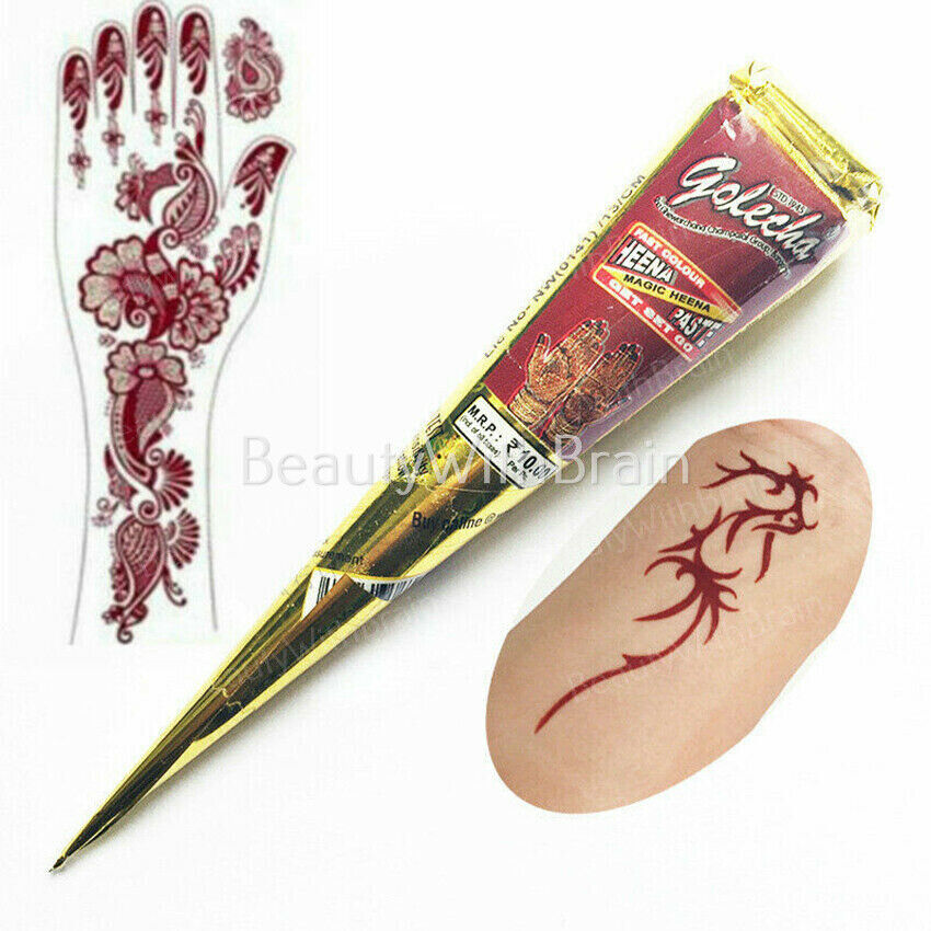 Natural Herbal Heena Mehndi Cones Temporary Tattoo Kit Body Henna Mehandi