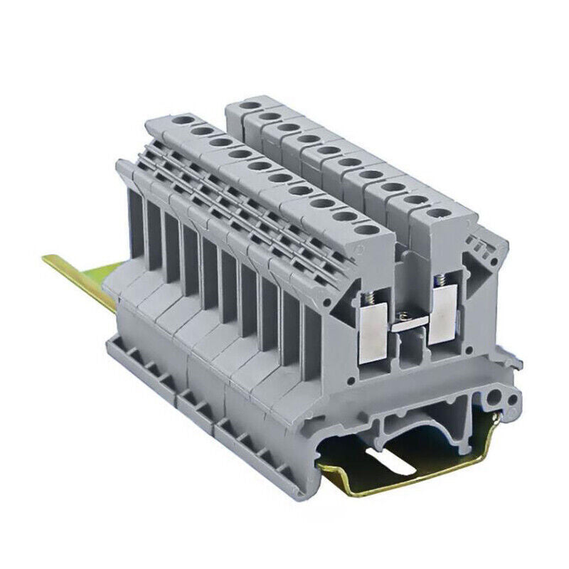 10Pcs UK-2.5B 2.5mm 2 DIN Rail Universal Combination Terminal Block Screw