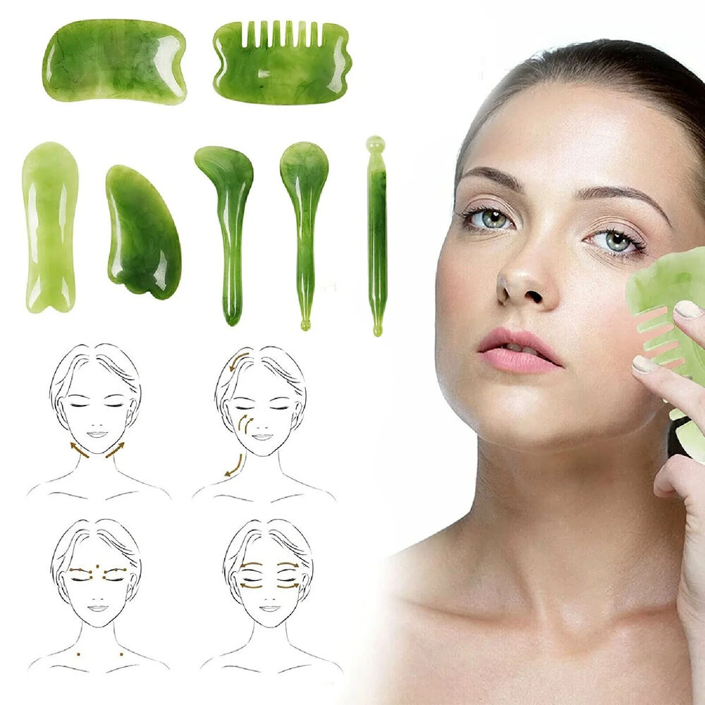 Natural Guasha Facial Jade Face Body Gua Sha Board Massager Tool Scraping Stone