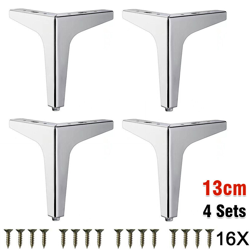 4X Metal Furniture Legs Modern Triangle Replacement Feet For Bed Sofa Cabinet