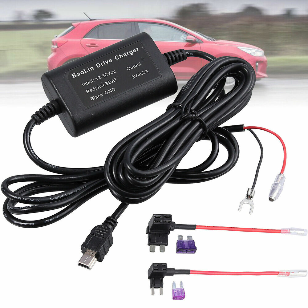 Universal 3.2m Car Dash Cam Fuse Hard Wire Kit Camera DVR 12-24V To 5V Mini USB