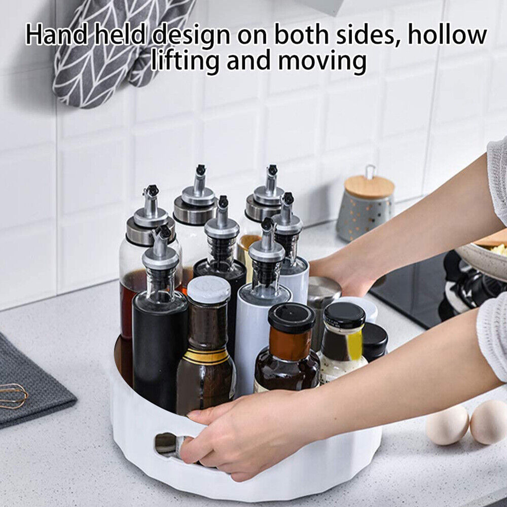 Kitchen Rotating Storage Spice Rack Organiser Round Bathroom Pantry Shelf Holder