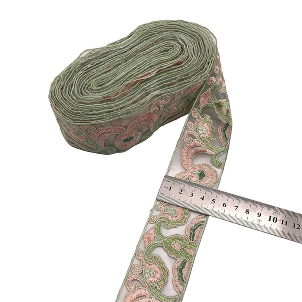 1 Yard Vintage Ethnic Flower Embroidery Ribbon Lace Trim DIY Clothes Accessories