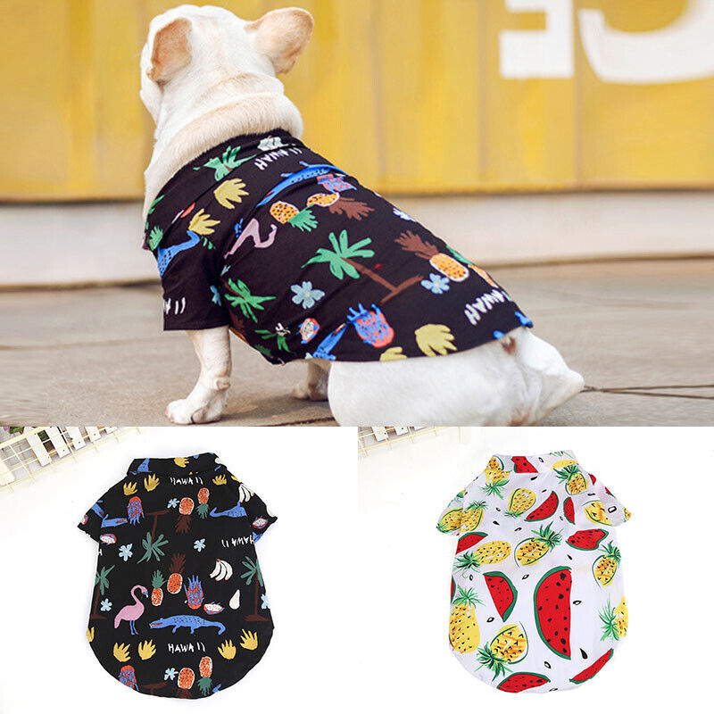 Hawaii Pet Clothes Summer T-shirt Dog Cat Chihuahua Beach Short Sleeve Tops