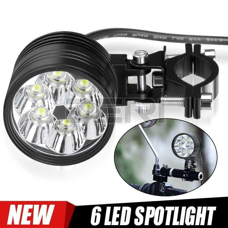 2x Motorcycle Spotlights LED Driving Fog Head Light Spot Lamps White Hi/Lo Beam