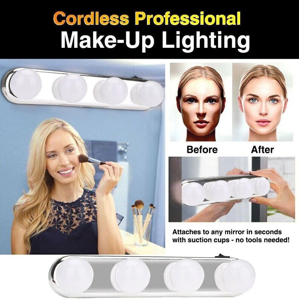 Portable Makeup Light Super Bright LED Bulbs Makeup Vanity Mirror Battery Lights