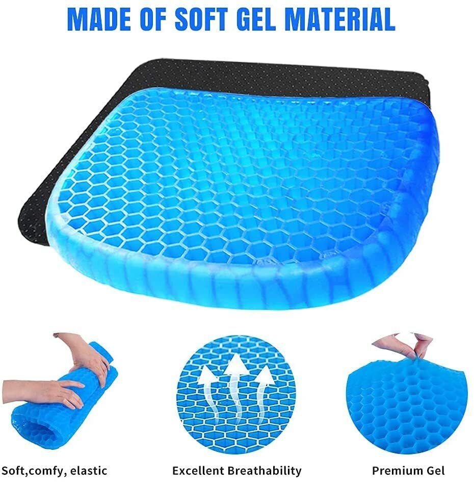 Honeycomb Breathable Gel Seat Cushion Mat for Pressure Relief Back Tailbone Pain