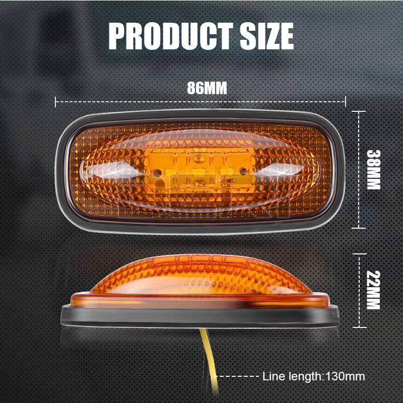 2X Amber Marker Lights LED Clearance Side Light Lamp Truck Trailer RV Waterproof