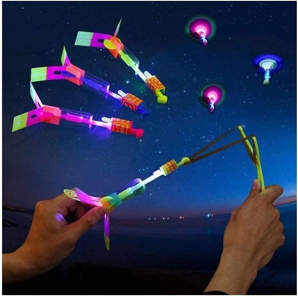 30X Amazing Led Light Arrow Flying Toy Kids Elastic Slingshot Flying Copters