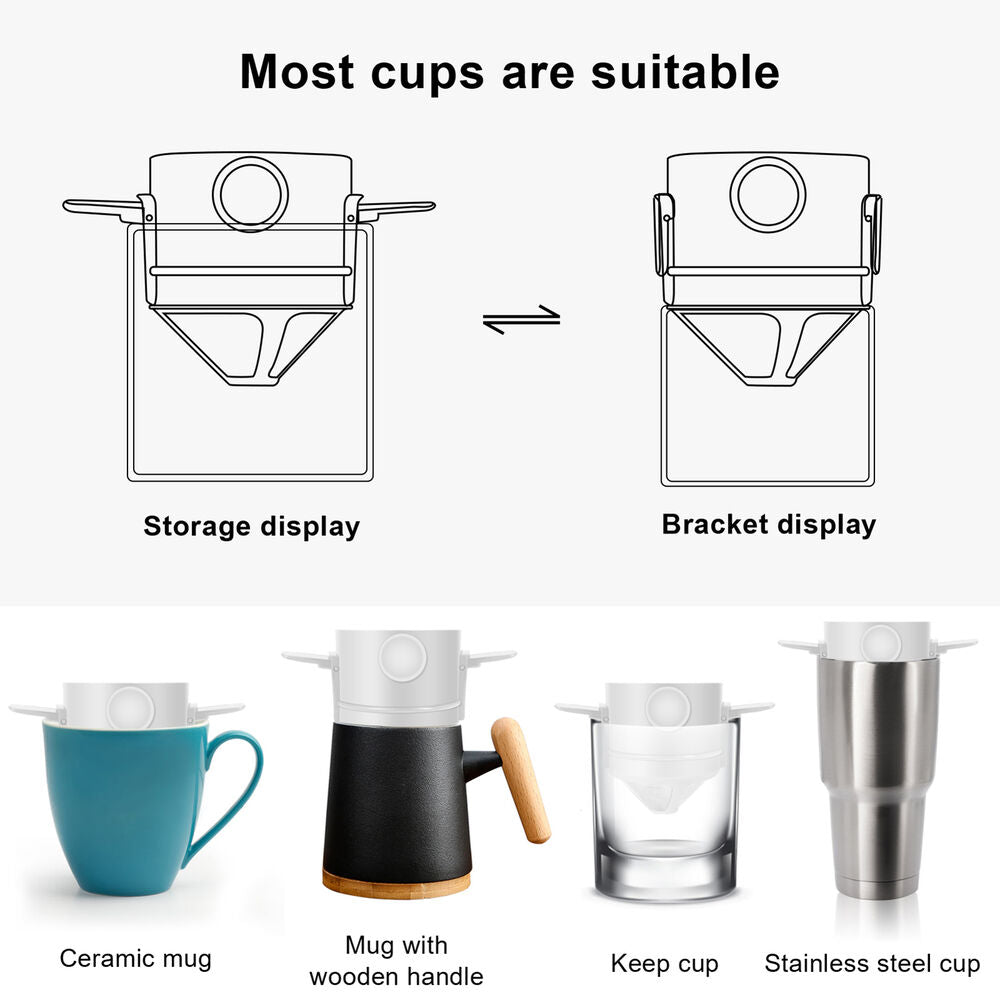 Portable Coffee Filter Cup Folding Design Coffee Maker Pour Over Coffee Dripper