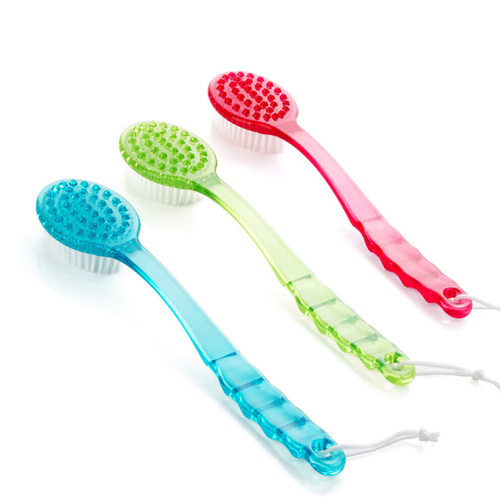 Long Handled Plastic Body Bath Shower Back Brush Scrubber Cleaning Massager