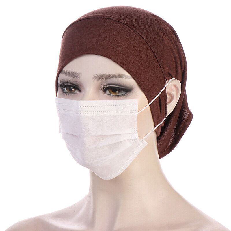 Women Muslim Stretch Turban Hat Chemo Cap Hair Loss Head Scarf Wrap Hijab Cap .