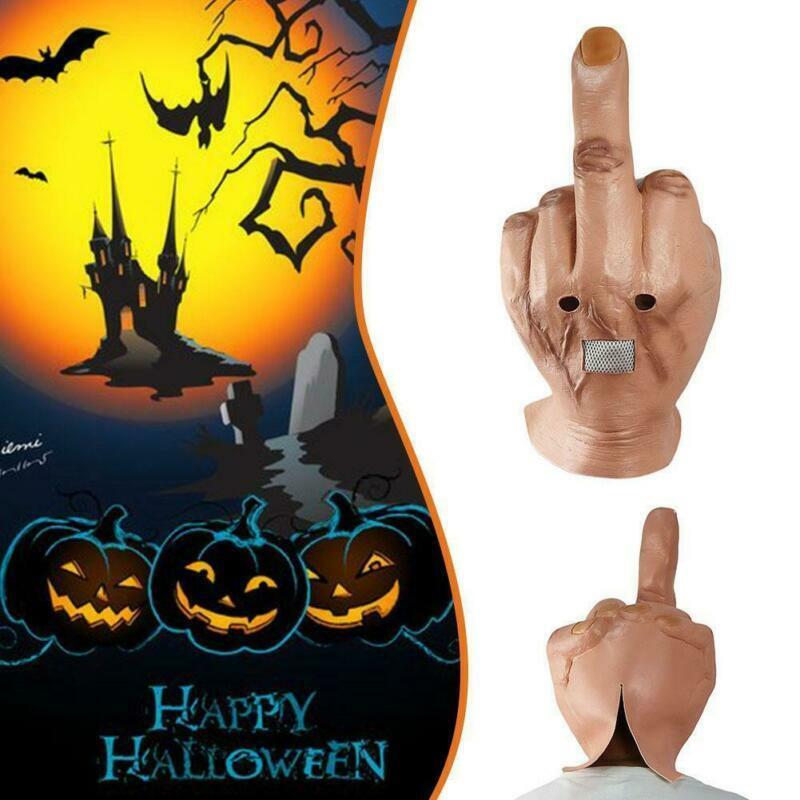 Scary Middle Finger Halloween Mask Full Head Costume Party Cosplay Prop 2021